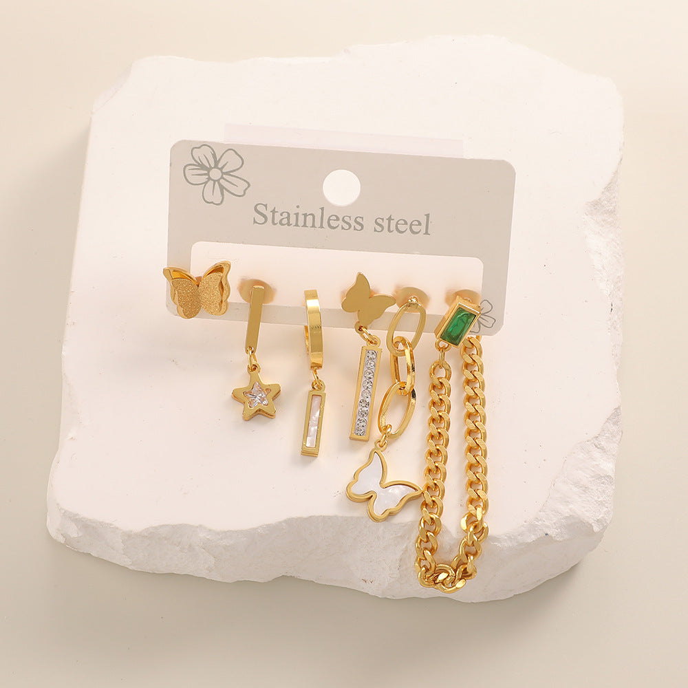 Damen Ohrringe Set mit verspieltem Stern- und Mond-Motiv Shop Nory