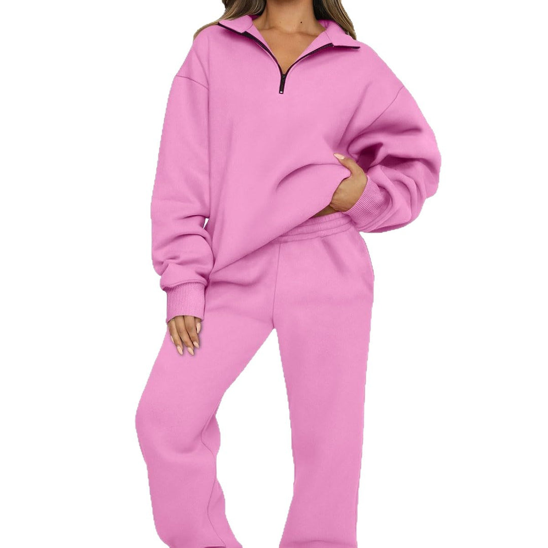 Damen nan oversized Sweatshirt Jogginghose Set mit Reißverschlusskragen Shop Nory