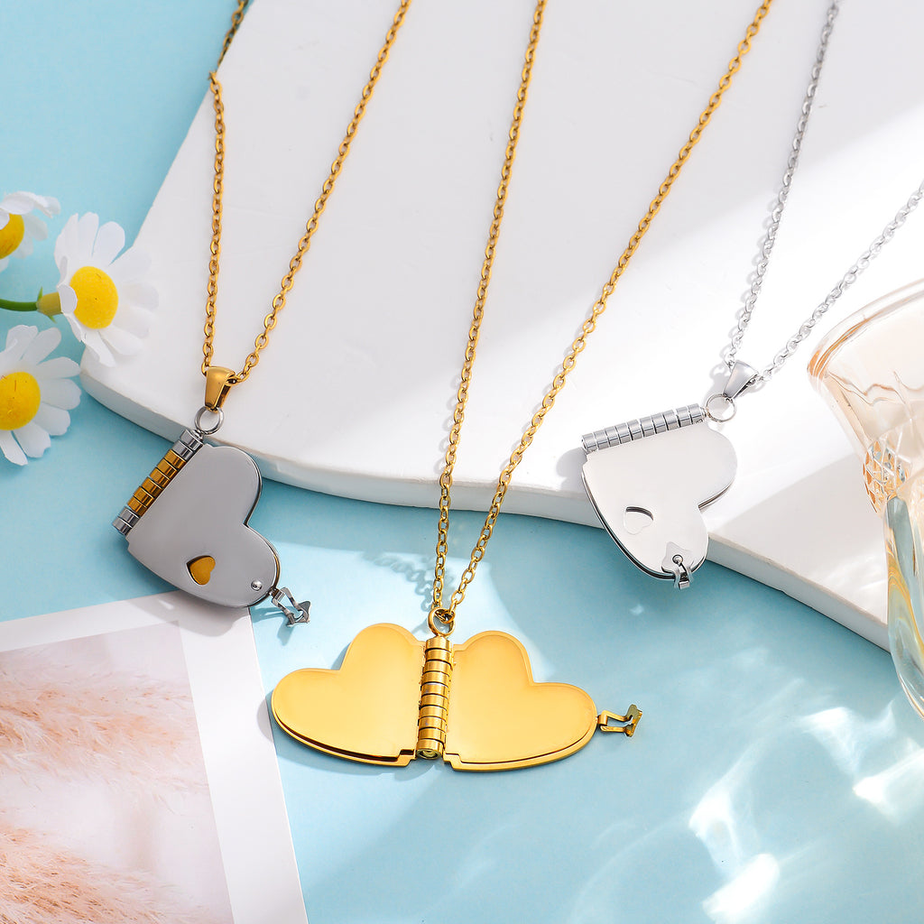 Damen Herzförmiger Medaillon-Anhänger mit Spiralverschluss Shop Nory