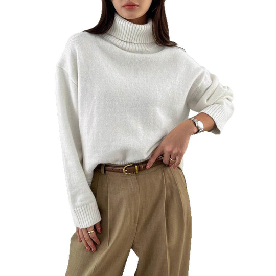 Damen Oversize Rollkragen-Feinstrickpullover mit Raglanärmeln und seitlichen Schlitzen Shop Nory