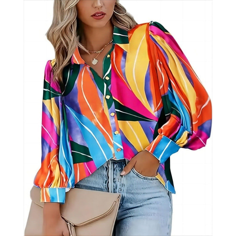Damen auffällige Bluse mit strukturierten Ärmeln