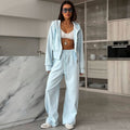 Damen lässiges Set aus cropped Hoodie und weitem Jogginghose