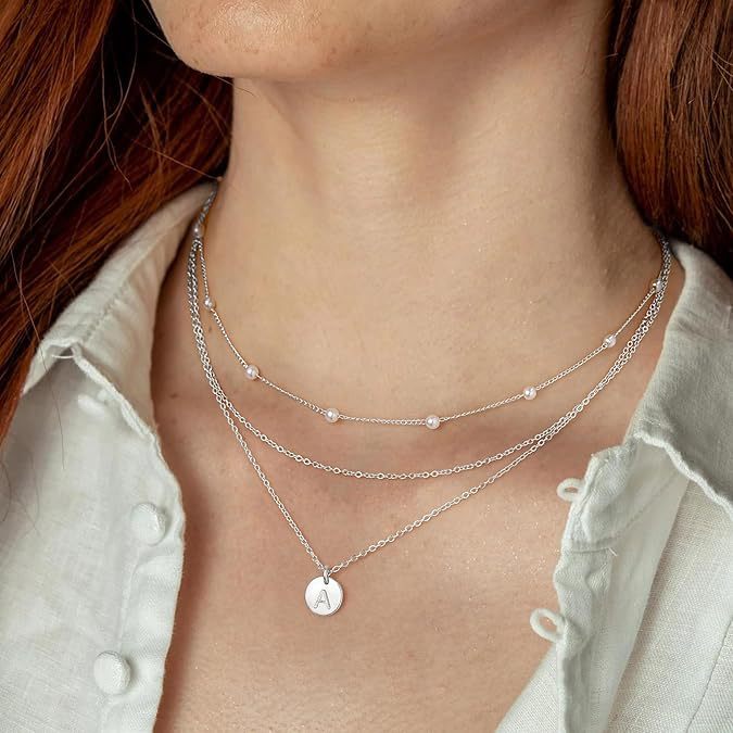 Damen mehrlagige Perlenkette mit individuellem Anhänger Shop Nory