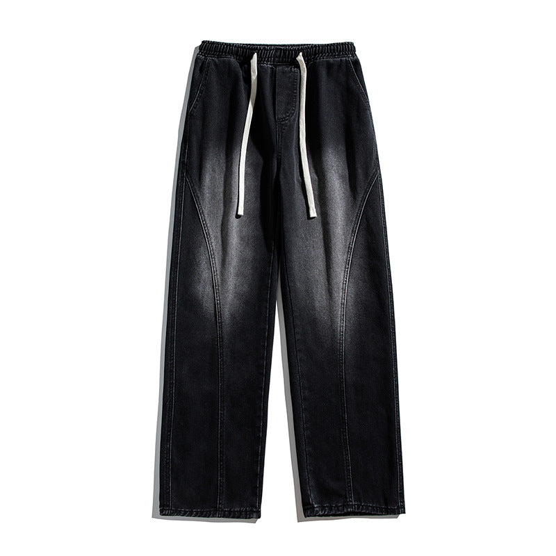 Herren Weite Denim‑Baggy‑Jeans mit Tunnelzugbund, tiefem Schritt und markanten Ziernähten Shop Nory