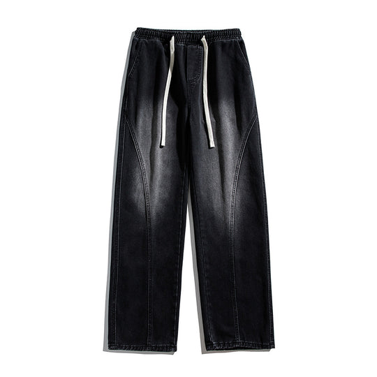 Herren Weite Denim‑Baggy‑Jeans mit Tunnelzugbund, tiefem Schritt und markanten Ziernähten Shop Nory