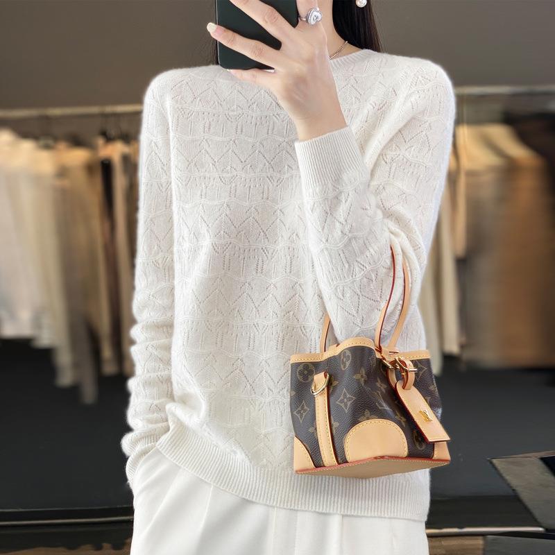 Damen Kuscheliger Feinstrickpullover mit Ajour-Diamantmuster und weiter Passform Shop Nory