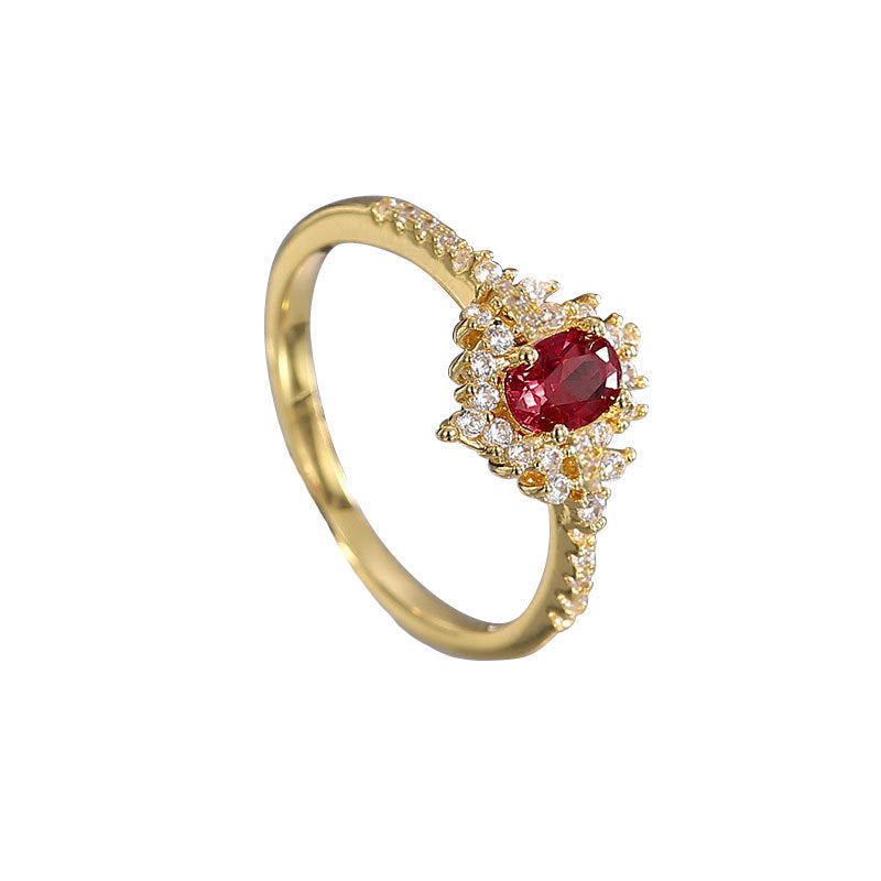 Damen eleganter Ring mit rotem Edelstein und Zirkonia Shop Nory