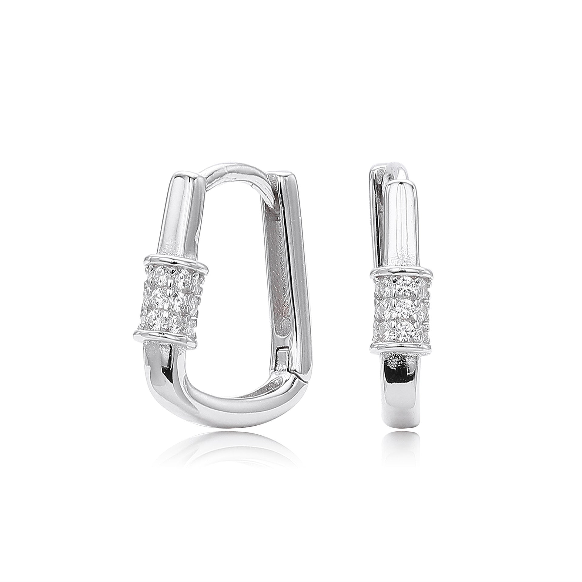 Damen Ohrhänger im modernen Design mit funkelnden 5A Zirkonen aus hochwertigem 925 Sterling Silber Shop Nory