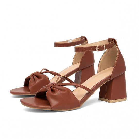 Damen Elegante Riemchen-Sandalen mit Schleifen-Detail und robustem Absatz Shopnory