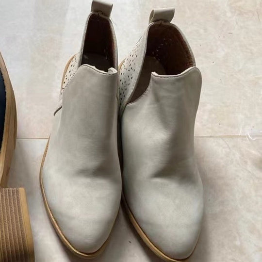 Damen Elegante Ankle Boots mit luftiger Lochmuster-Optik