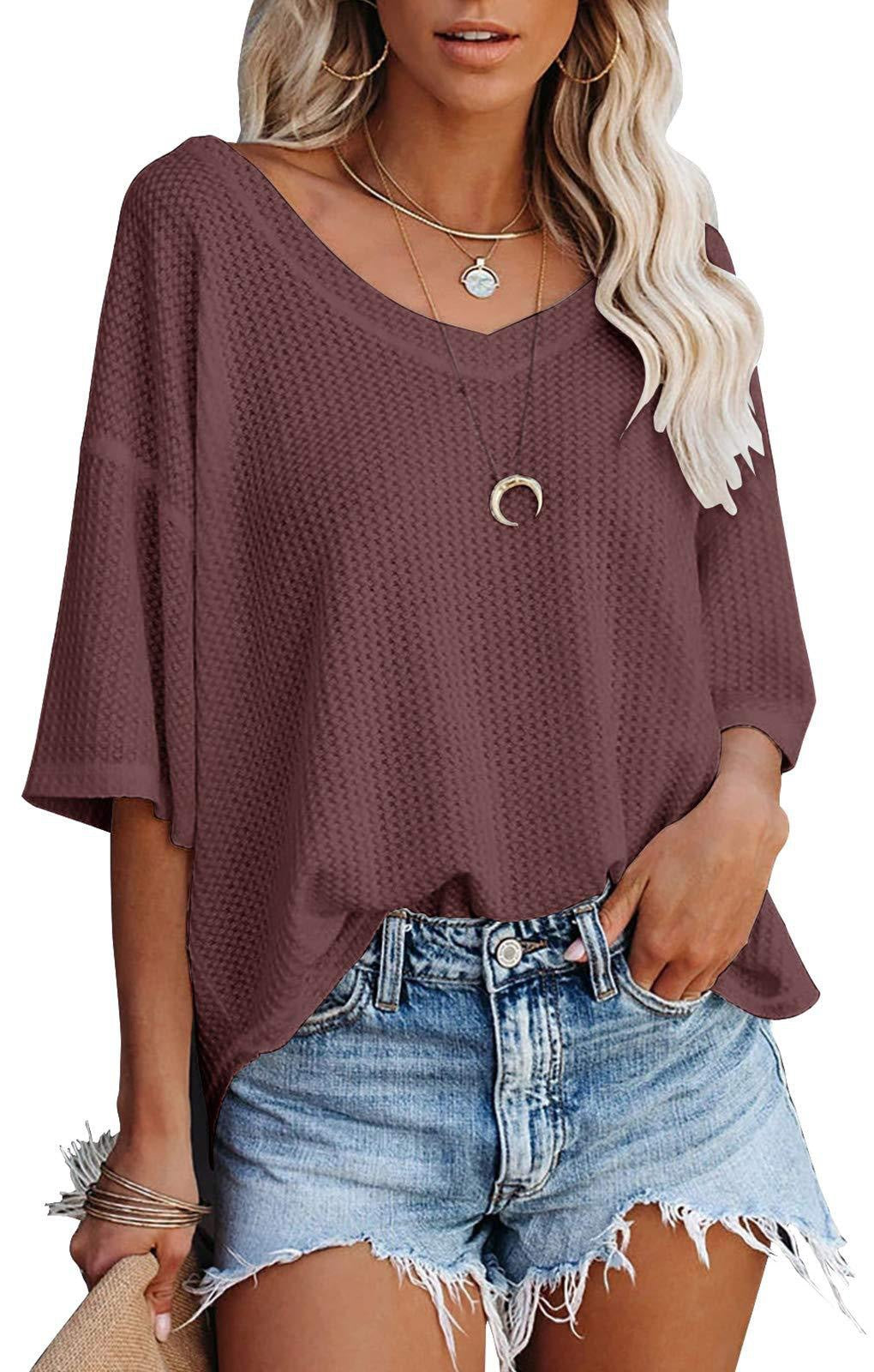 Damen lässiges Oversized-Oberteil mit strukturiertem WShopnorymuster