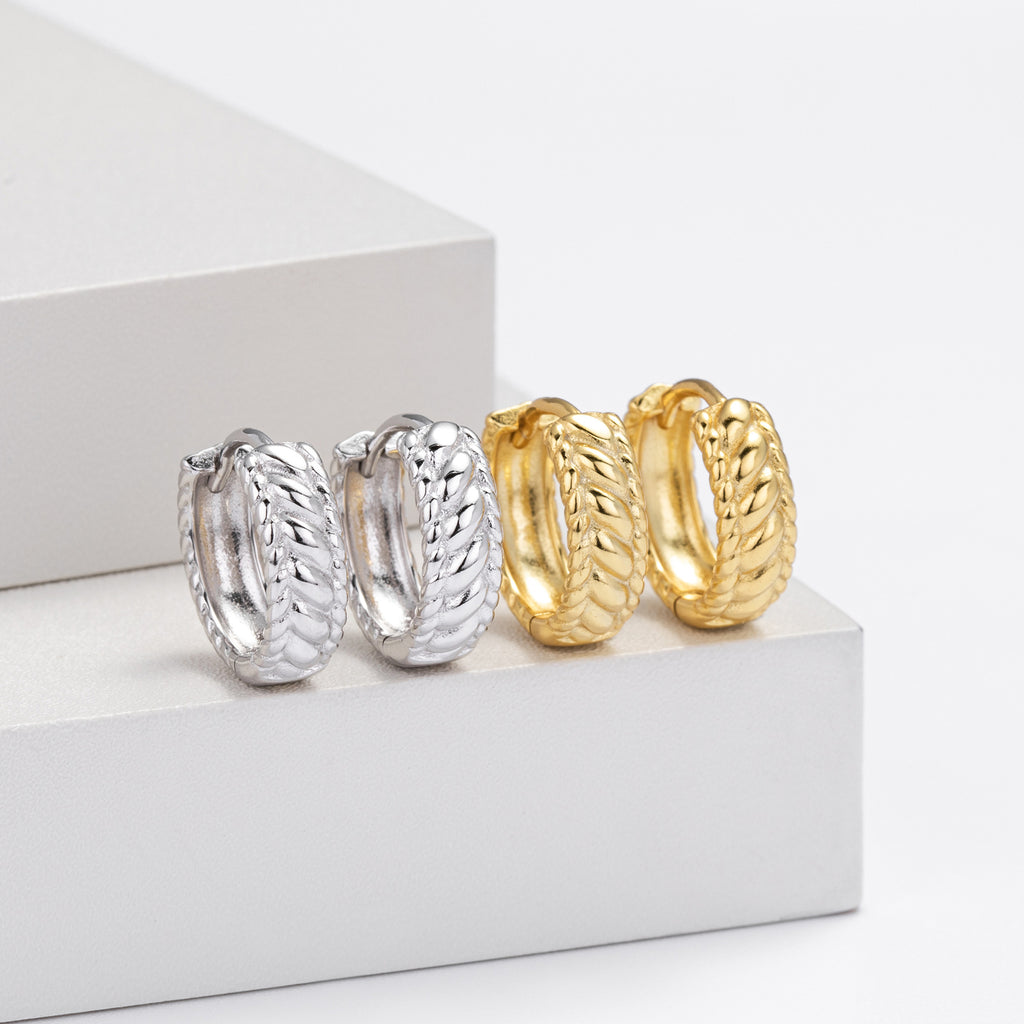 Damen Creolen im modernen Kordeldesign aus hochwertigem 925 Sterling Silber Shop Nory
