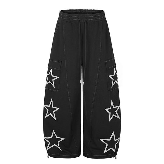 Damen Weite Cargo-Sweathose mit Sternapplikationen und Tunnelzugbund Shop Nory