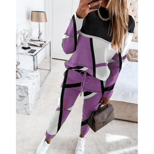 Damen trendy Sweatanzug mit grafischem Muster