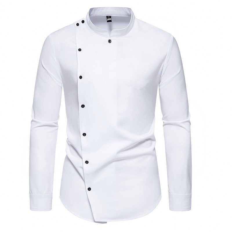 Herren Langarm Hemd mit modernem Knopfdesign
