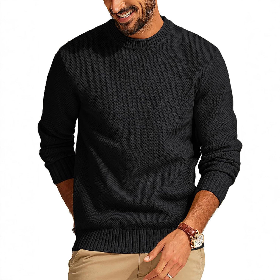 Herren Waffelstrick-Pullover mit Rundhalsausschnitt Shop Nory