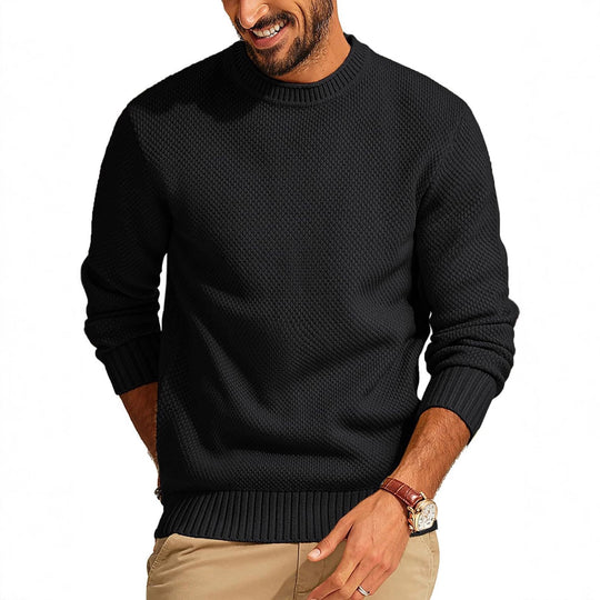 Herren Waffelstrick-Pullover mit Rundhalsausschnitt Shop Nory