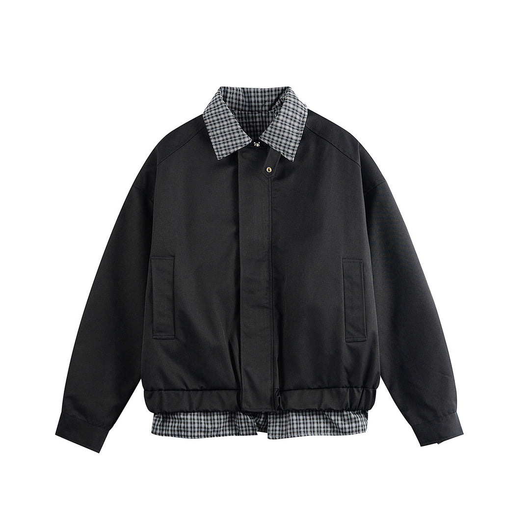 Herren Layered-Optik Blousonjacke mit Karokragen und verstellbarem Saum Shop Nory