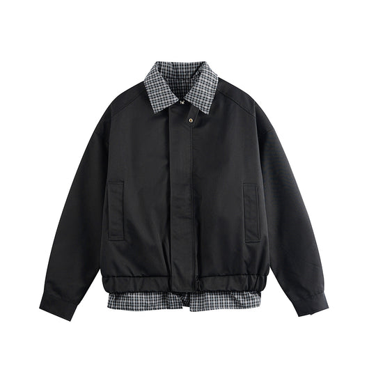 Herren Layered-Optik Blousonjacke mit Karokragen und verstellbarem Saum Shop Nory