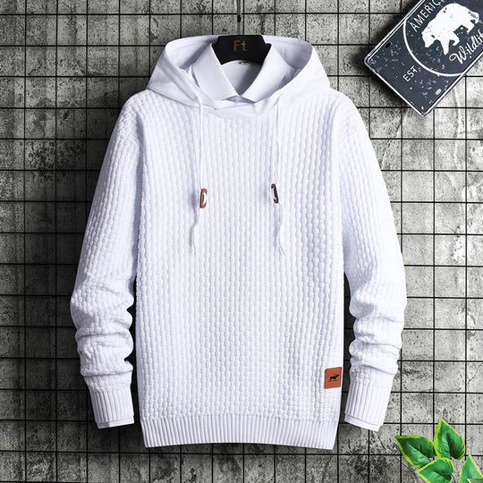 Herren Strukturiertes Kapuzenstrick-Pullover mit Reliefstruktur Shop Nory