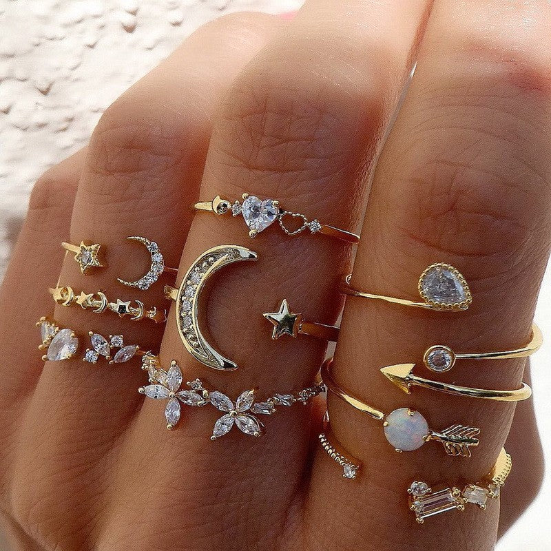Damen Ring-Set mit herzförmigen und inschriftlichen Designs Shop Nory