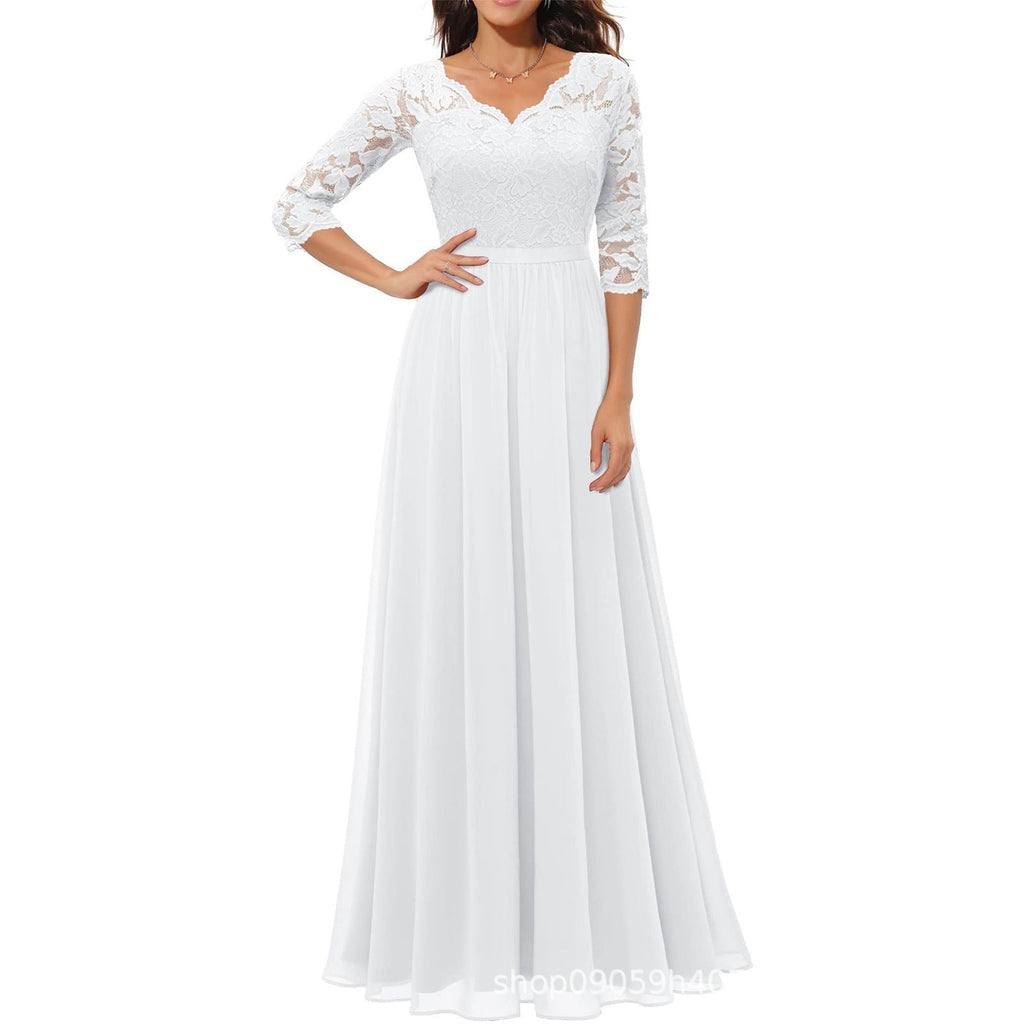 Damen elegantes Spitzenkleid