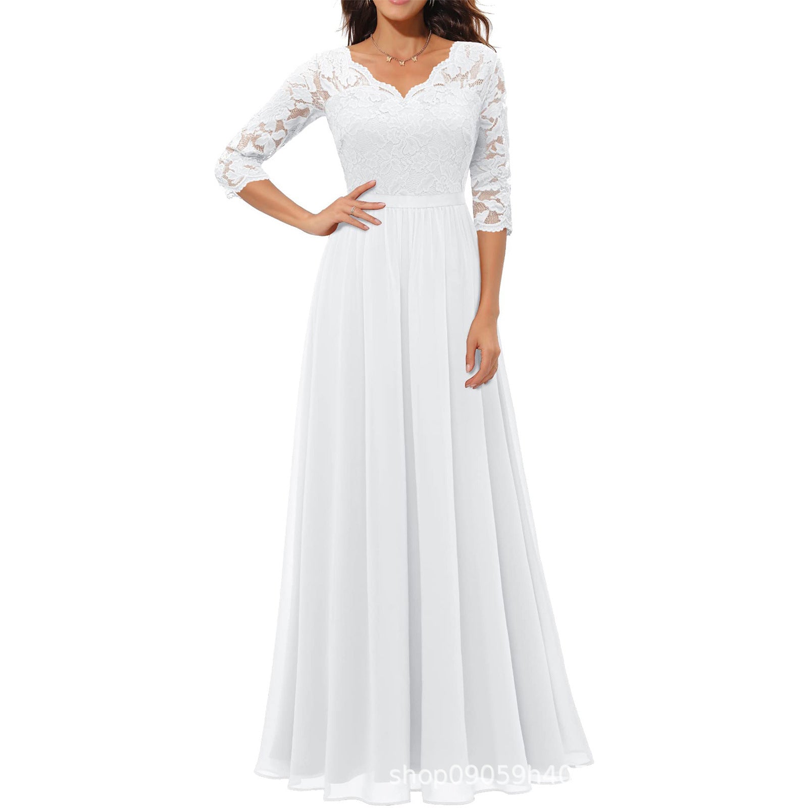 Damen elegantes Spitzenkleid