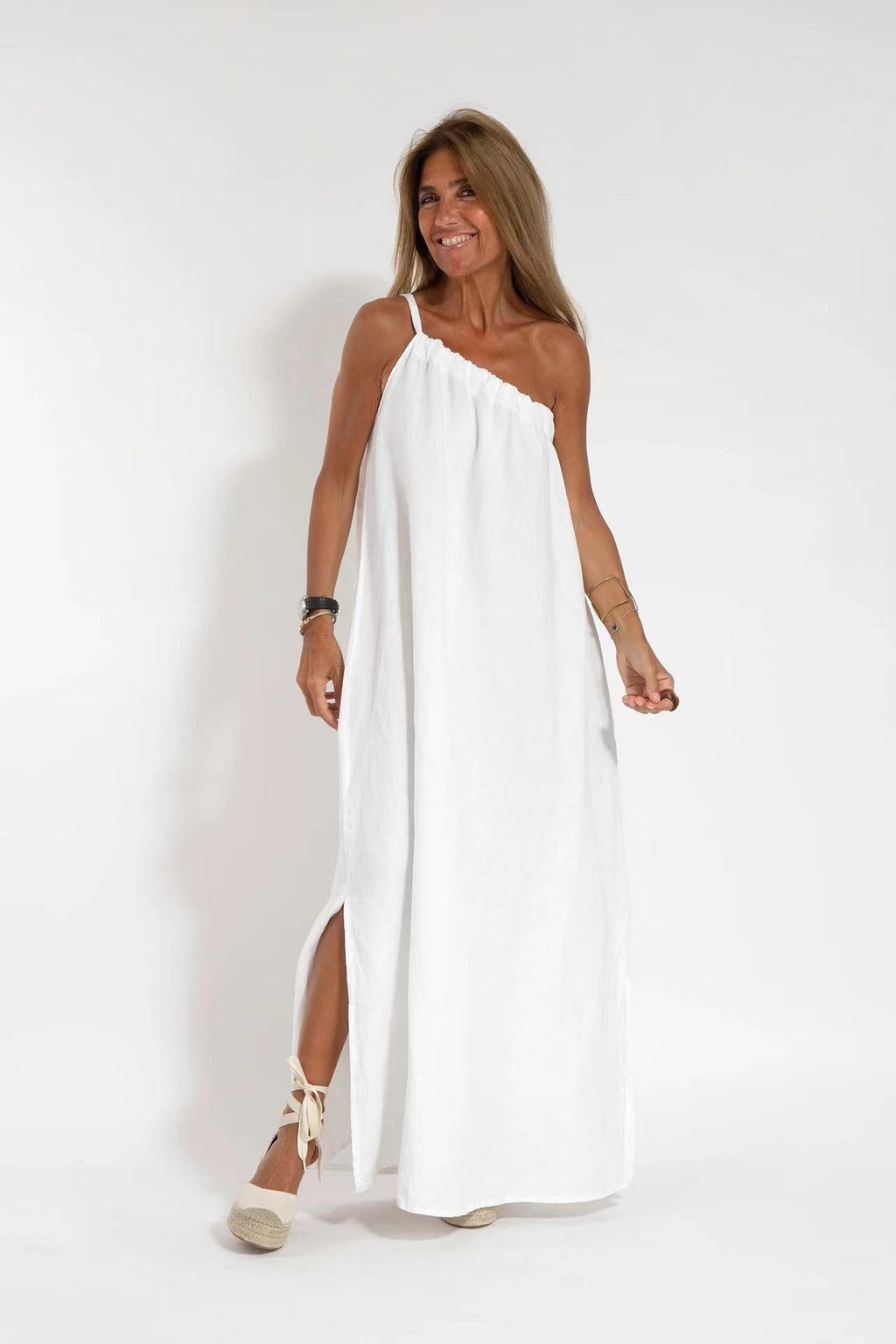 Damen Maxikleid mit asymmetrischem Träger Shopnory
