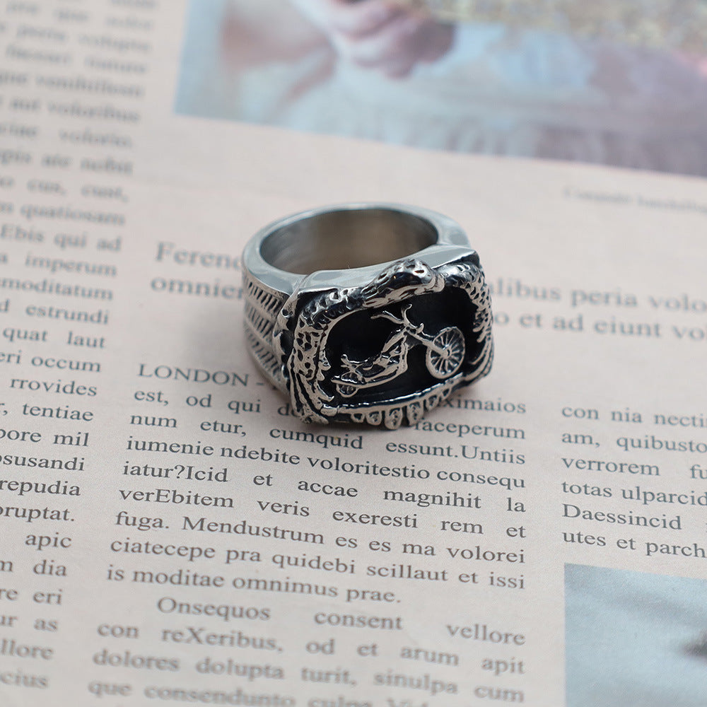 Herren detailreicher Motorrad-Ring Shop Nory