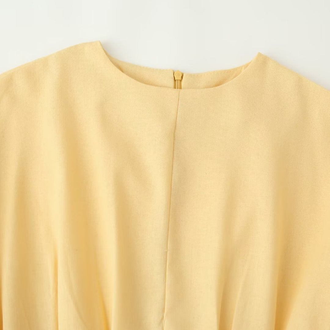 Damen Maxikleid mit plissierter Taillenpartie, weitem Rock und überschnittenen Ärmeln Shop Nory