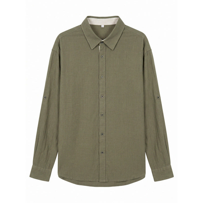 Herren Leichtes Oversize-Leinenhemd mit Kentkragen und abgerundetem Saum Shop Nory