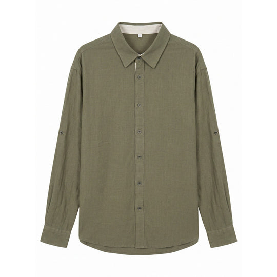 Herren Leichtes Oversize-Leinenhemd mit Kentkragen und abgerundetem Saum Shop Nory