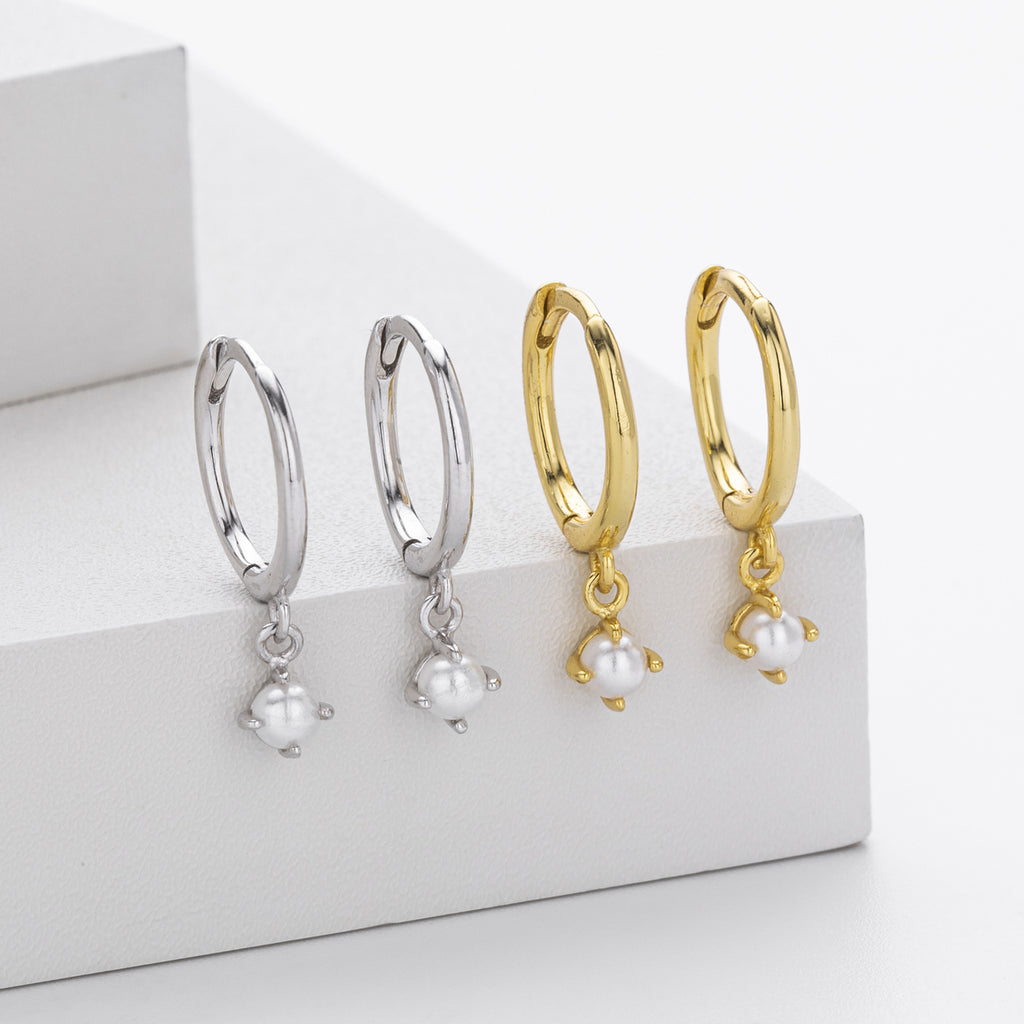 Damen Creolen Ohrringe mit Perlenschmuck Shop Nory