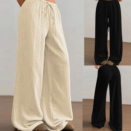 Damen Fließende Baumwoll‑Gauze Palazzohose mit elastischem Bund und Kordelzug Shop Nory