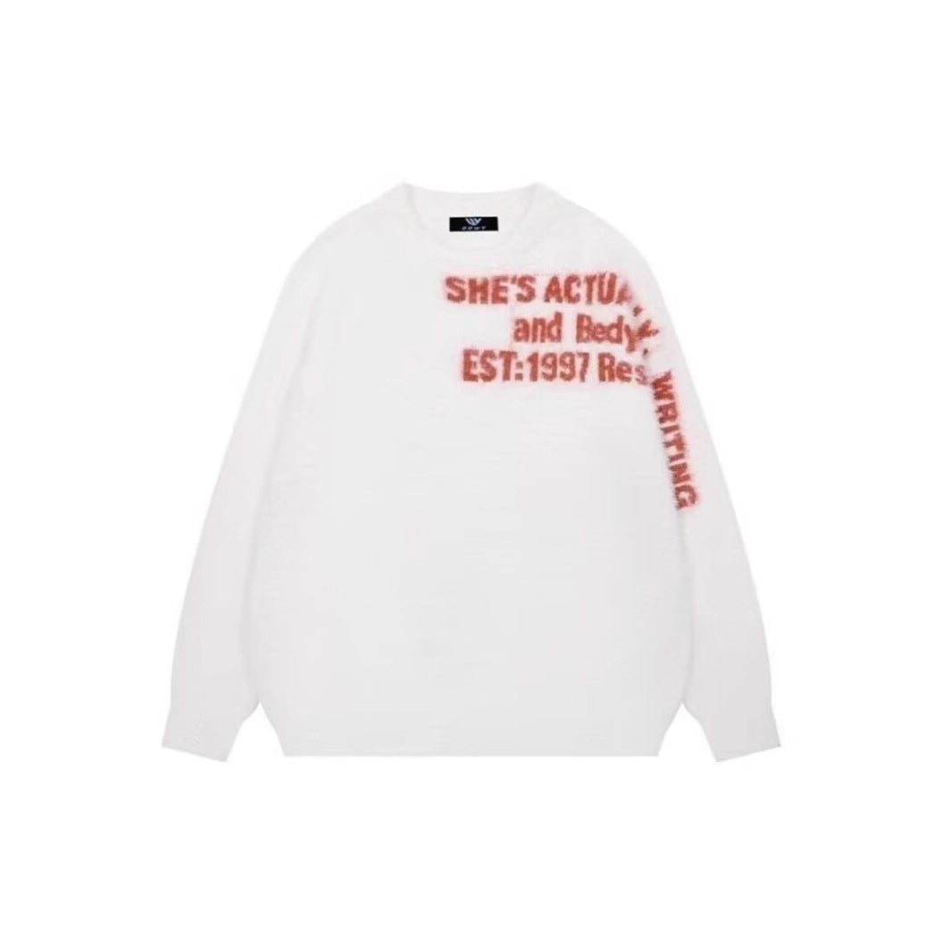 Damen Lässiger Oversized Pullover mit grafischem Print Shop Nory