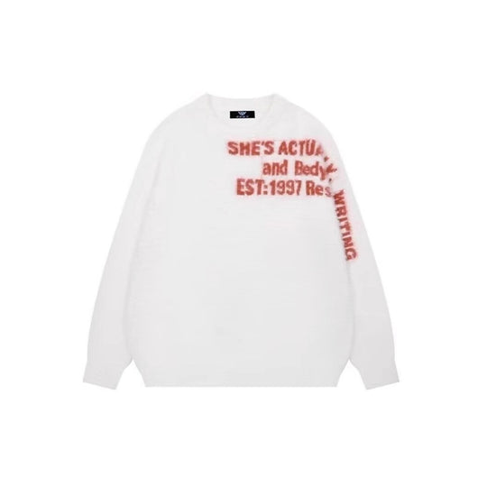 Damen Lässiger Oversized Pullover mit grafischem Print Shop Nory