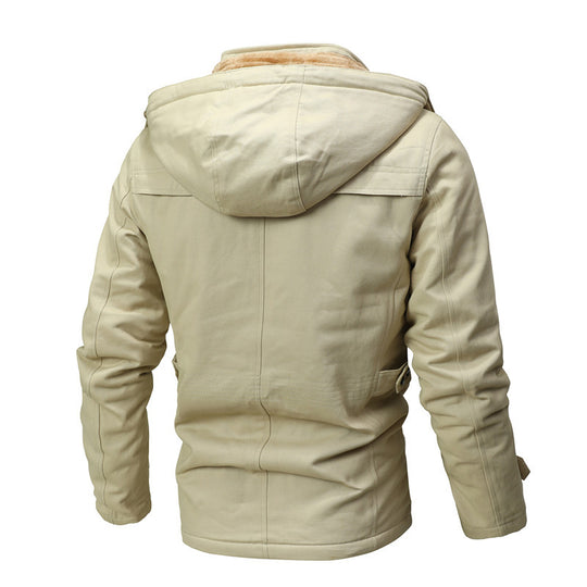 Herren Parka-Jacke mit Kapuze, Thermofutter und Metallknöpfen Shop Nory
