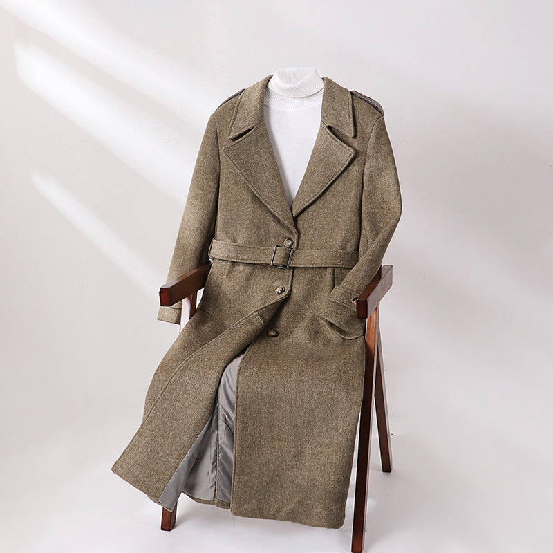 Herren Maxilanger Wollmix-Übermantel mit kastiger Silhouette, Schalkragen und dekorativen Schulterpatten Shop Nory
