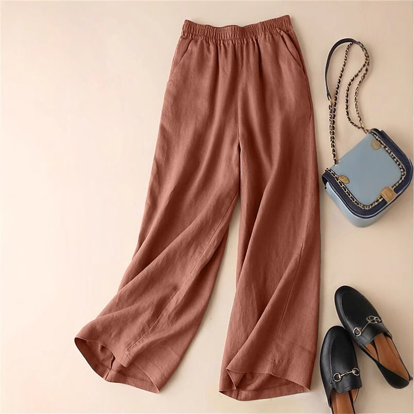 Damen Elegante Freizeithose mit elastischem Bund und seitlichen Taschen Shopnory