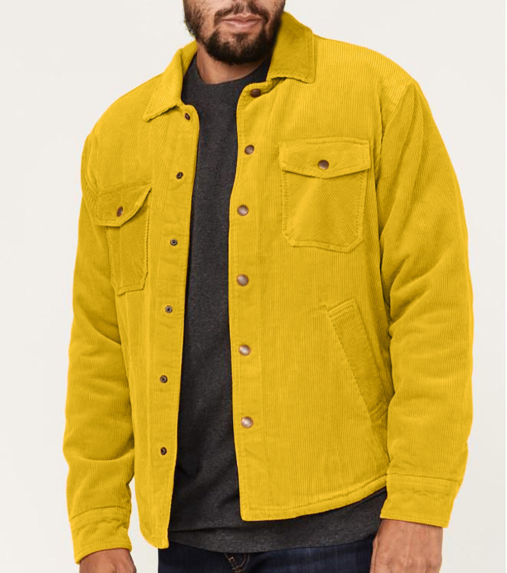 Herren Kord-Worker-Overshirt mit Druckknopfleiste, Pattentaschen und aufgesetzten Eingrifftaschen Shop Nory