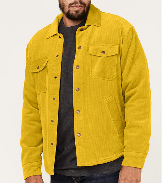 Herren Kord-Worker-Overshirt mit Druckknopfleiste, Pattentaschen und aufgesetzten Eingrifftaschen Shop Nory