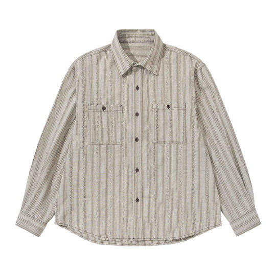 Herren lockeres gestreiftes Overshirt im Hemdjacken‑Stil mit Brusttaschen und abgerundetem Saum Shop Nory