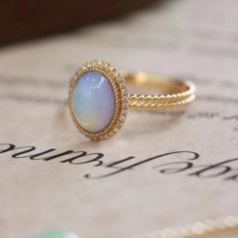 Damen Opalring mit funkelndem Zirkonia-Rahmen Shop Nory