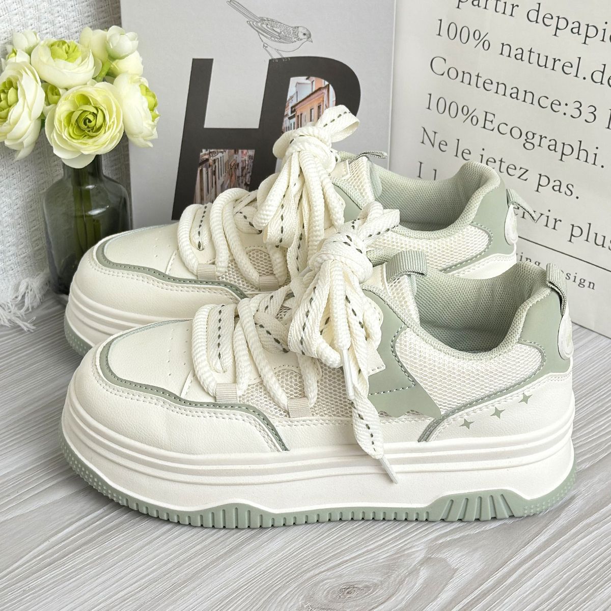 Damen Sportliche Sneaker mit dicker Sohle Shopnory