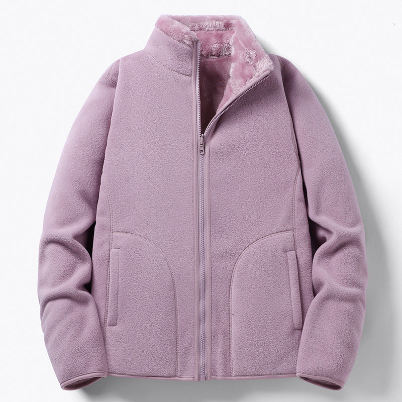 Damen Gefütterte Fleece-Jacke mit Teddyfutter, Stehkragen & durchgehendem Reißverschluss Shop Nory