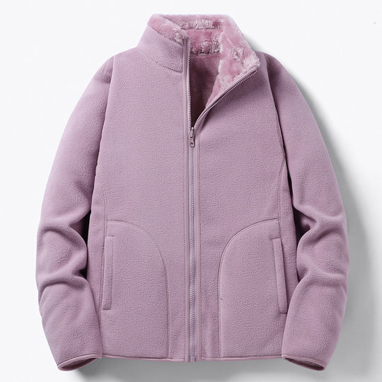 Damen Gefütterte Fleece-Jacke mit Teddyfutter, Stehkragen & durchgehendem Reißverschluss Shop Nory