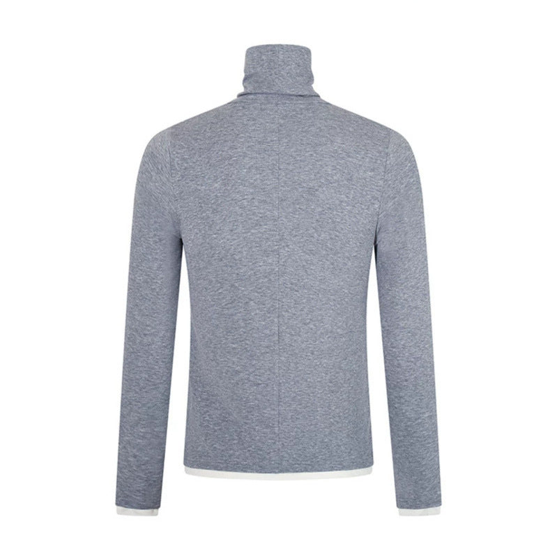 Herren Slim-Fit Rollkragen-Feinstrickshirt mit Melange-Jersey und Stretch Shop Nory