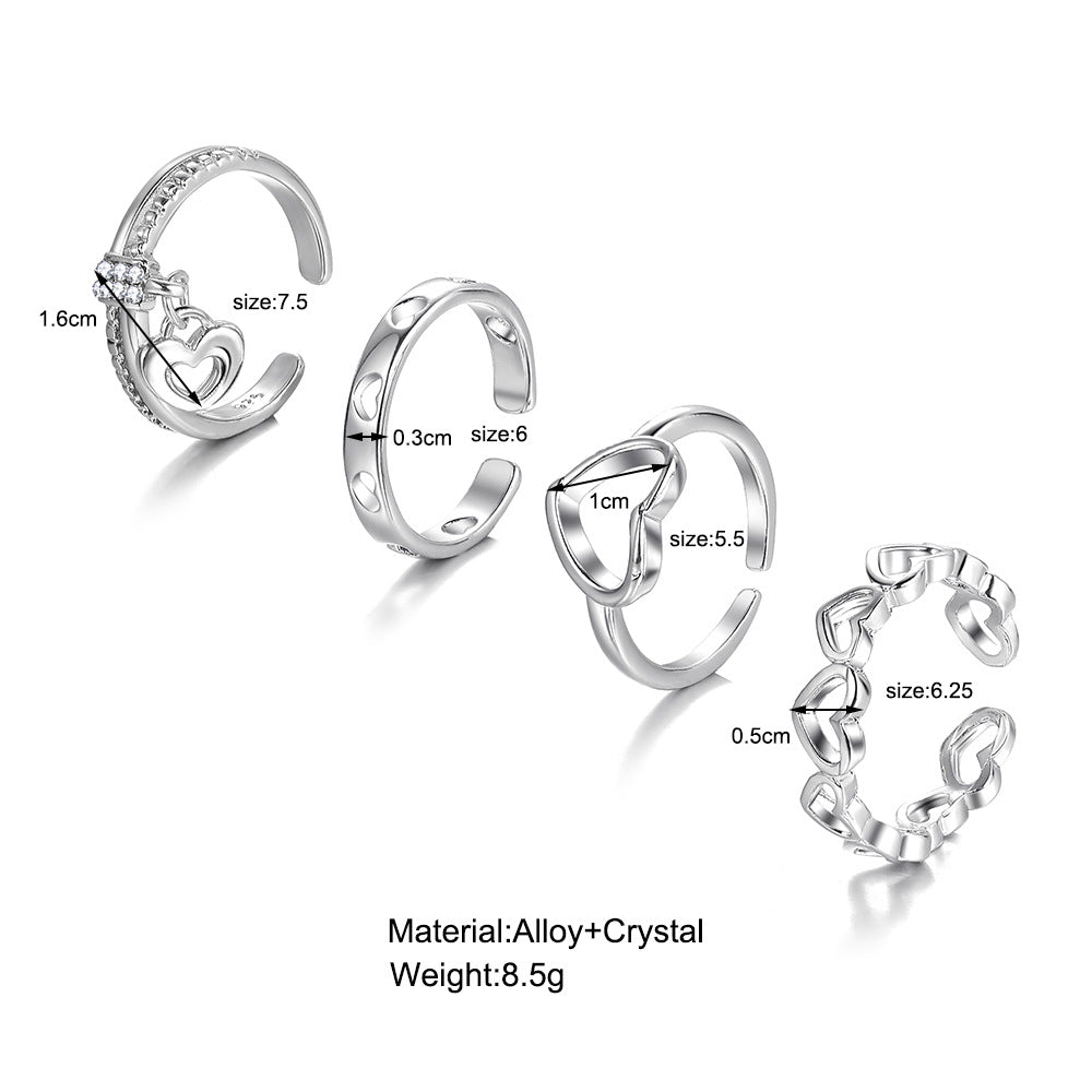 Damen Ring-Set mit verspielten Herzen und eleganten Zirkonia-Elementen Shop Nory
