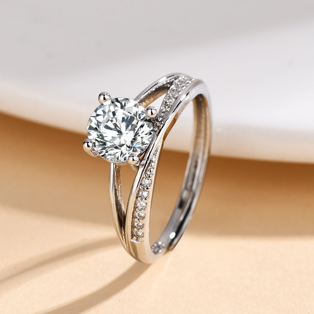 Damen eleganter Solitärring mit geschwungenem Design und funkelndem Zirkonia Shop Nory