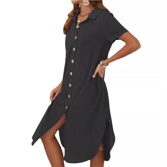 Damen Hemdkleid mit Knopfleiste und Seitenschlitzen Shop Nory